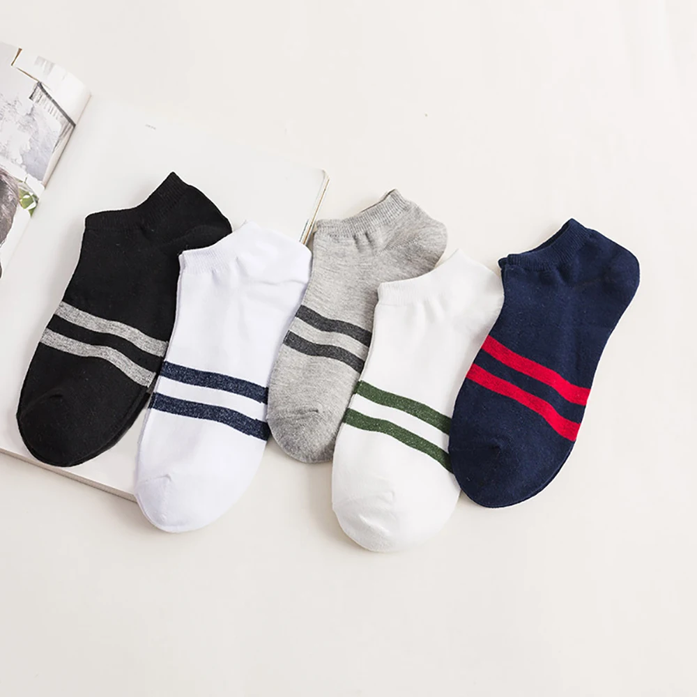 10 Pieces=5 Pairs Ankle Socks Men Breatheable Cotton Socks Slippers Meias Anti-Bacterial Business Casual Thin Socks for Man