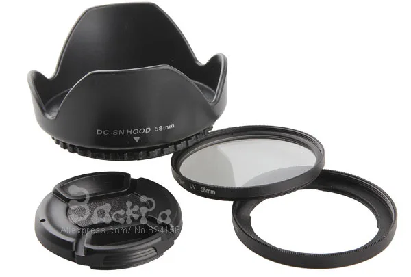 Lente da câmera filtro adaptador anel de metal FA-DC58C a 58mm rosca fêmea + lente tampa + lente capa filtro uv 58mm para g1x