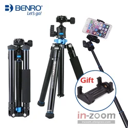 Benro IS05 Aluminum Alloy Tripod Kit Center Column Can be Selfie Stick Monopod for Smartphones Mirrorless Cameras Oversea Stock