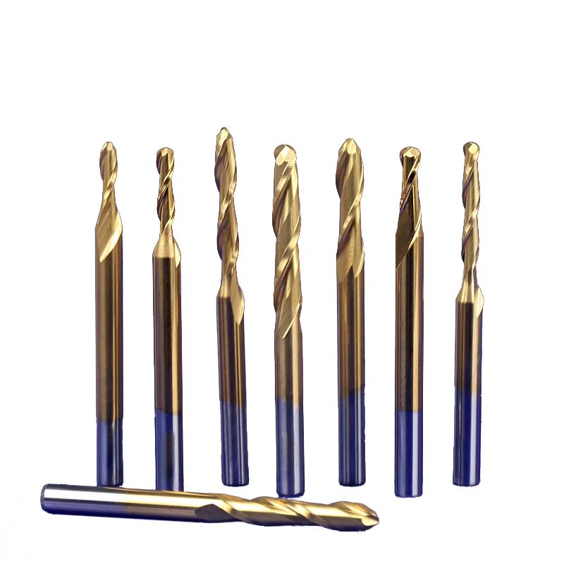 1pc Titanium Coat Carbide 2 Flutes Spiral End Mills round bottomed Double Flutes Milling Cutter