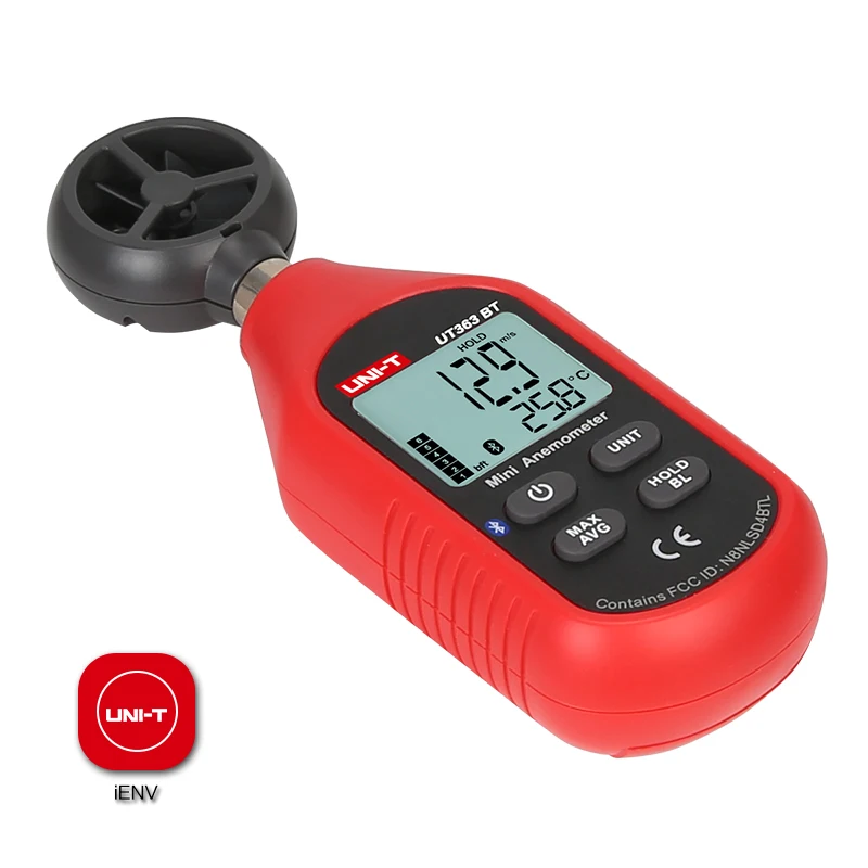 UNI-T UT363/UT363BT Mini anemometro; mini misuratori di velocità e temperatura del vento/indicatore del vento/misurazione della velocità del vento