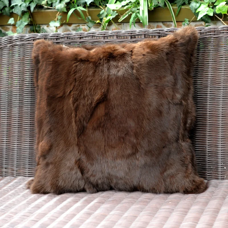 

FREE SHIPPING CX-D-17H Patchwork Natural Brown Rabbit Fur Sofa Cushion Cover Fur Pillow coussin decoration Pillowcases