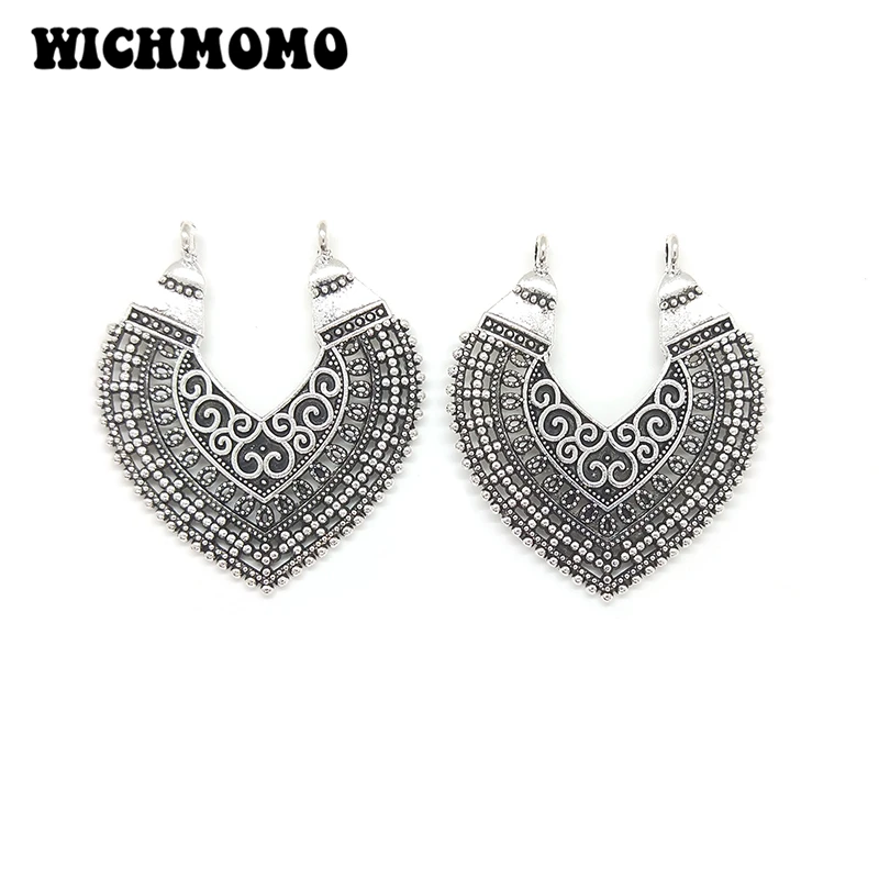 

2021 New Fashion 43mm 4pieces/bag Zinc Alloy Heart Porous Connector Charms Linker for DIY Necklace Earring Jewelry Accessories