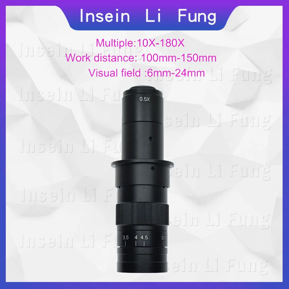 Adjustable Magnification 100X 180X 200X 300X 500X 1000X 25mm Zoom C Mount Lens For HDMI VGA USB Industry Video Microscope Camera