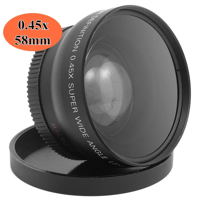 58 MM 0.45x szeroki kąt z makro obiektyw szerokokątny Lente dla Canon Nikon EOS 350D/400D/ 450D/500D/1000D/550D/600D/1100D