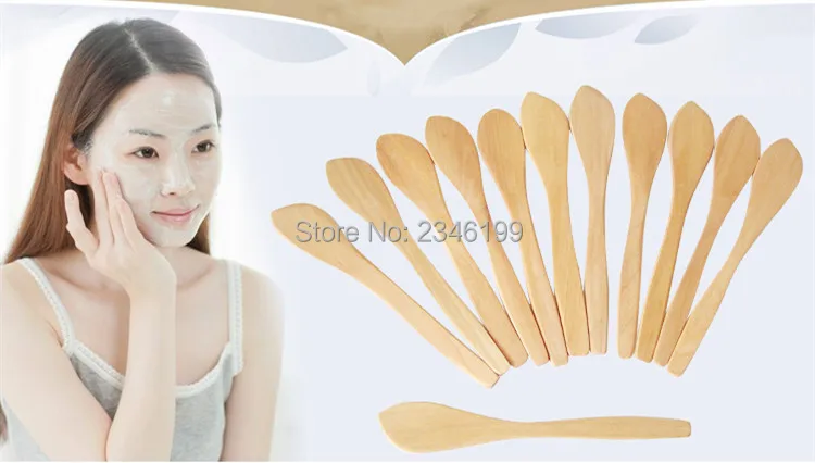 Wholesale 100pcs Wood Facial Mask Spoon DIY Cream Mixing Spatulas Scoop Makeup Cosmetic Tools Free Shipping