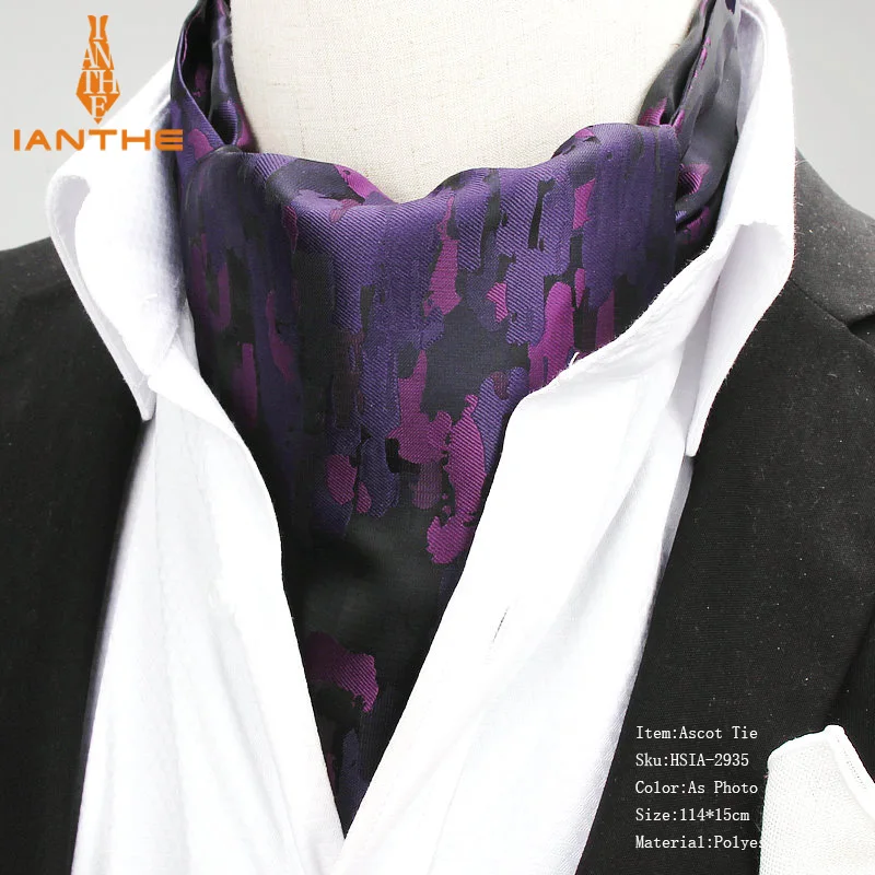 2018 Brand New Men's Vintage Jacquard Mens Long Camouflage Cravats Novelty Wedding Slim Ascot Tie For Men Business Neckties