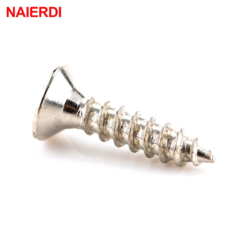 100PCS NAIERDI 2x6/8/10mm Screws Nuts Silver M2 Flat Round Head Fit Hinges Countersunk Self-Tapping Screws Wood Hardware Tool