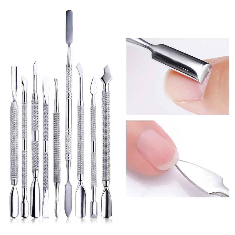 Double-ended Stainless Steel Cuticle Pusher Dead Skin Push Remover For Pedicure Manicures Set Nail Art Cleaner Care Tools