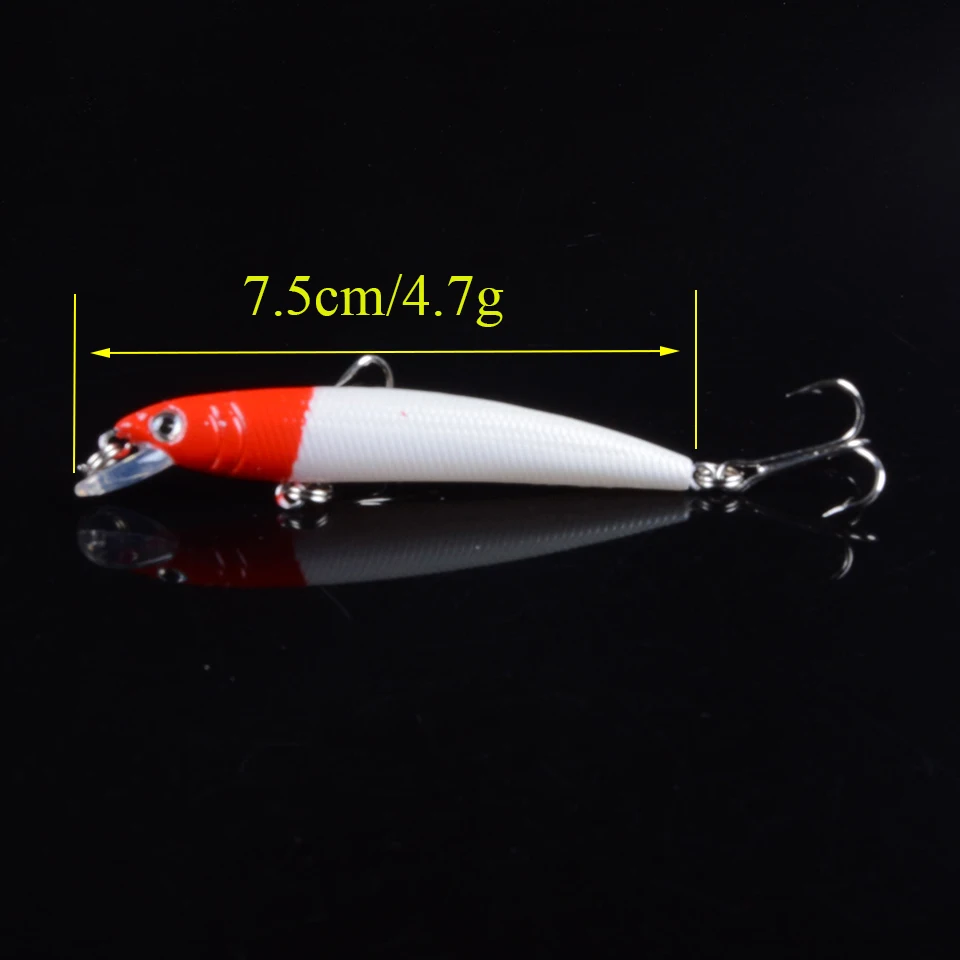 Good Quality 6pcs 7.5cm/4.7g Fishing Lures Minnow Lure 12 Colors Artificial Make Plastic Crankbait Wobblers Fishing Bait pesca