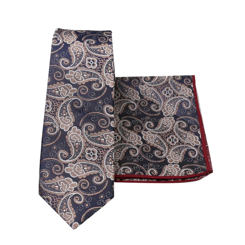 HOOYI Men Neck Tie Set Slim Ties Floral Pocket square Fashion Nice Necktie Handkerchief