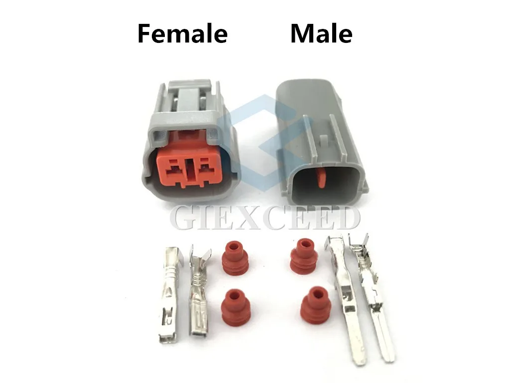 2 Sets 2 Pin AC Assembly 6195-0003 6195-0006 Automotive Connector Motorcycle Waterproof Wire Harness Lamp Light Socket