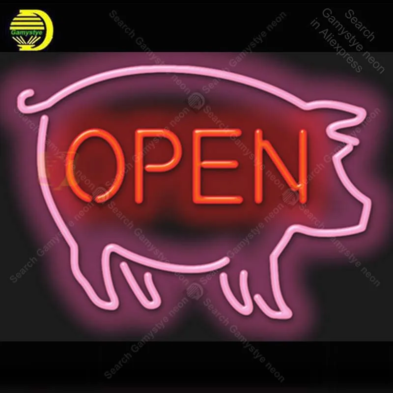 

Neon Sign for Pig Open Neon Light Neon Bulb sign Beer Bar Display club Hotel handcraft glass tube light Decorate lamps for sale