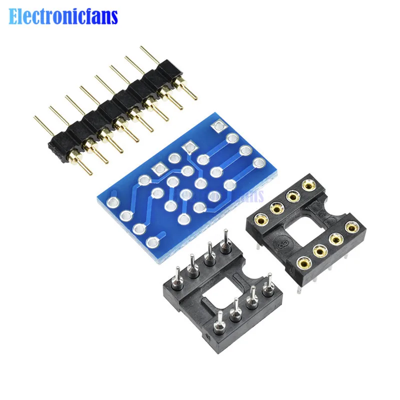 Dual DIP8 to DIP8 Mono Opamp PCB+Pin+Socket For NE5532 OPA2132 OPA627 TL072 P07