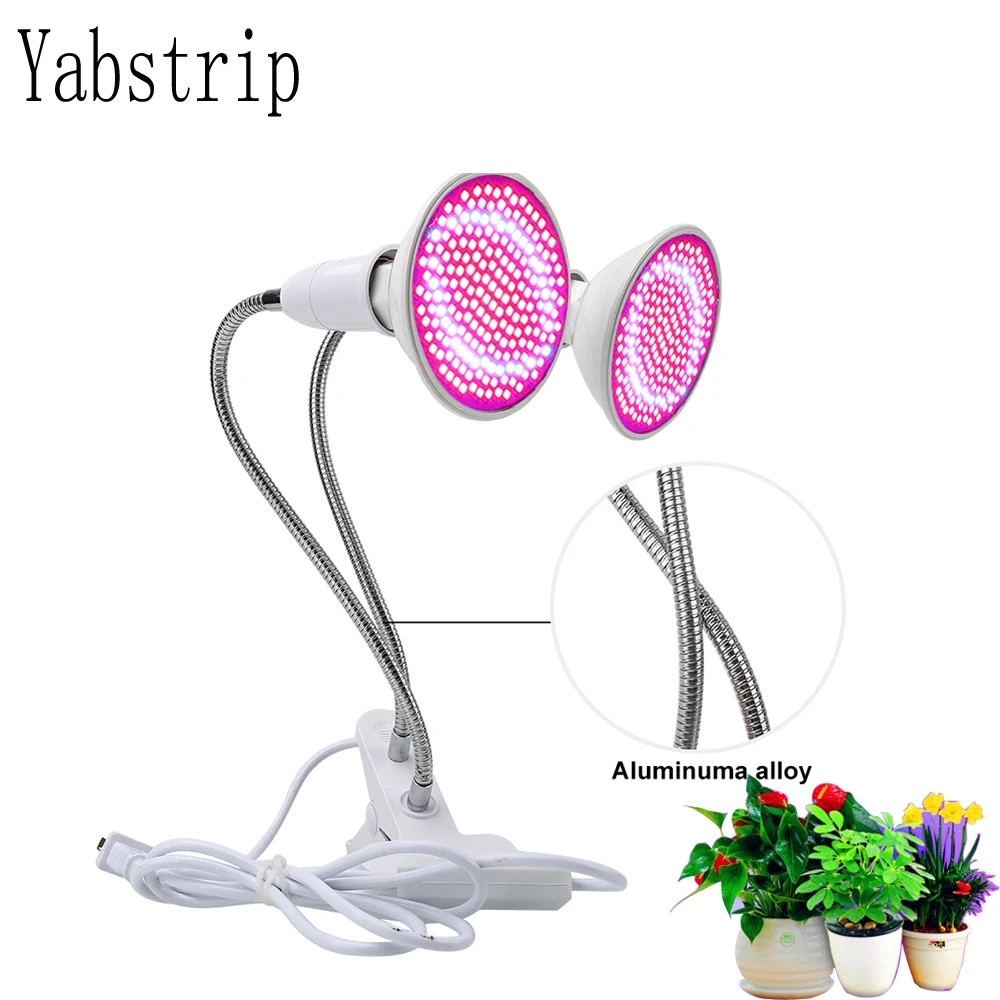 

24W 400Led Plant Flower Grow Light Bulb Lamp Dual Head Set Desk Clip Holder for plants seeding Veg Indoor Greenhouse hydroponics