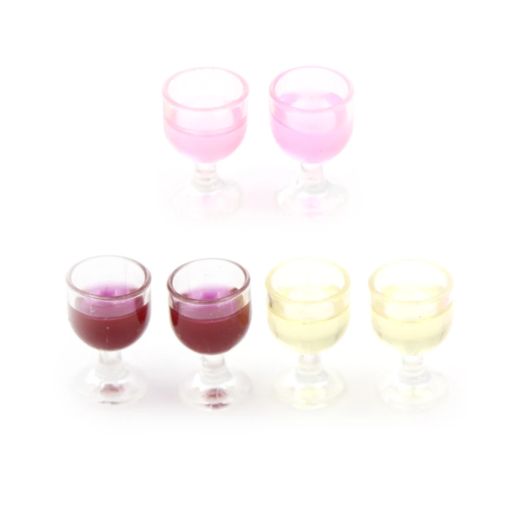 2-6Pcs Mini Rotwein Tasse Simulation Möbel Wein Glas Becher für Puppe Haus Dekoration 1/12 Puppenhaus Miniatur zubehör