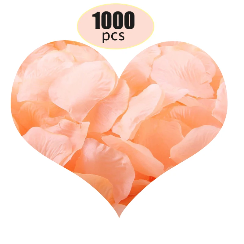 

1000 pcs/lot Artificial Silk Peach Rose Petals Wedding Babyshower Champagn Confetti Table Scatter Home Party Flora Petal Bridal