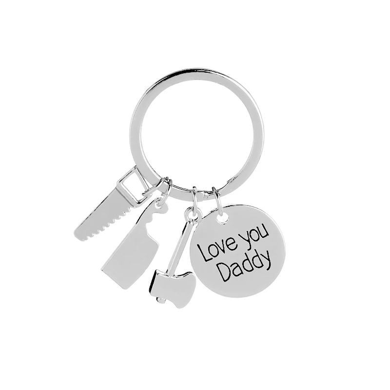 Love you Daddy Repair Tools Keychain,Screwdriver/Hammer/Spanner Charm Key Chain Ring for Dad,Fathers Day Gift