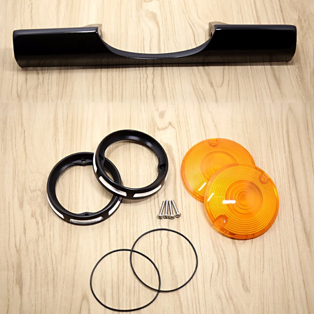 

Rear Black Turn Signal Bar&Bezels&Turn Signal Lens For Harley Road Glide FLHR FLTR 86-17