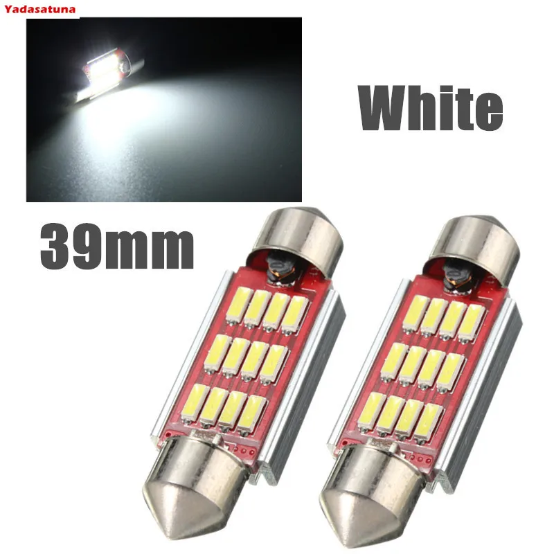 10X 4014 SMD 39mm 12 LED Dome Festoon de Voiture C5W /C10W DC 12V Sans Erreur CANBUS Ampoule - Blanc