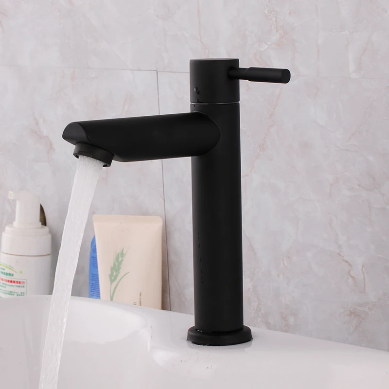 Black color basin faucet single cold deck monut bathroom face wash tap