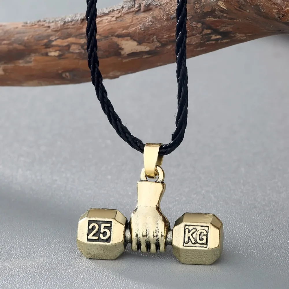 Cxwind Vintage Men Dumbbell Charm Pendant Necklace Fitness Barbell Sport Statement Necklaces Jewelry Gifts for Sports Lovers