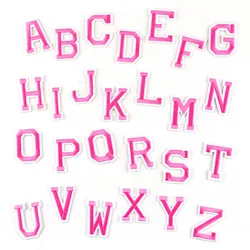 Pink Letter Patch Alphabet Embroidered Applique Letters Iron on Patches for Clothing Stripe Clothes Sticker Sewing Accessories