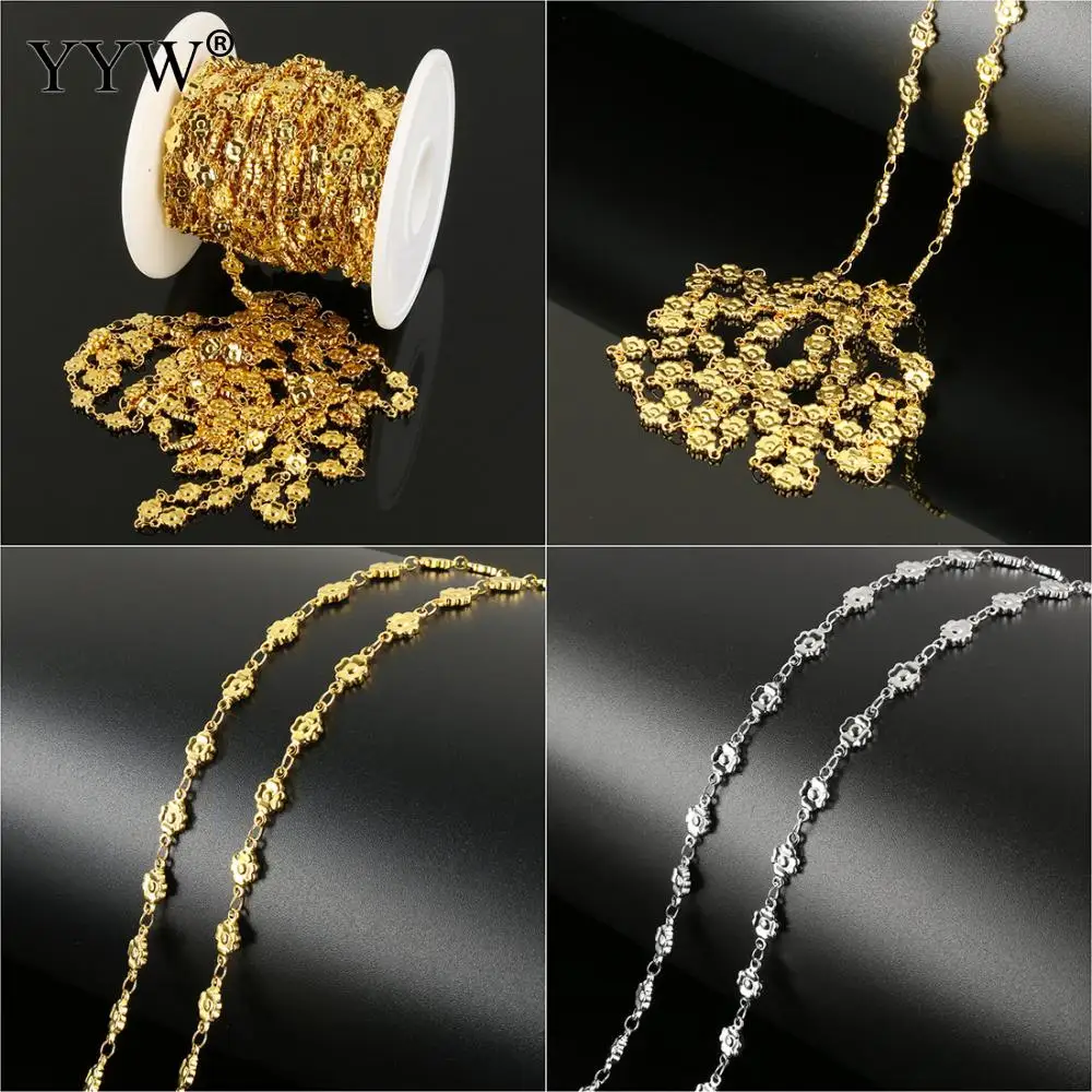 10m/lot Stainless Steel Flower shaped Jewelry Making Chain Gold/Original Handmade Necklace Bracelet Metal DIY Accessories