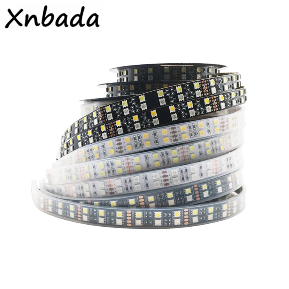 Double Row RGB LED Strip Waterproof 5050 120LEDs/m 5M DC12V 24V RGB RGBW RGBWW White Warm White LED Light Flexible Neon Tape