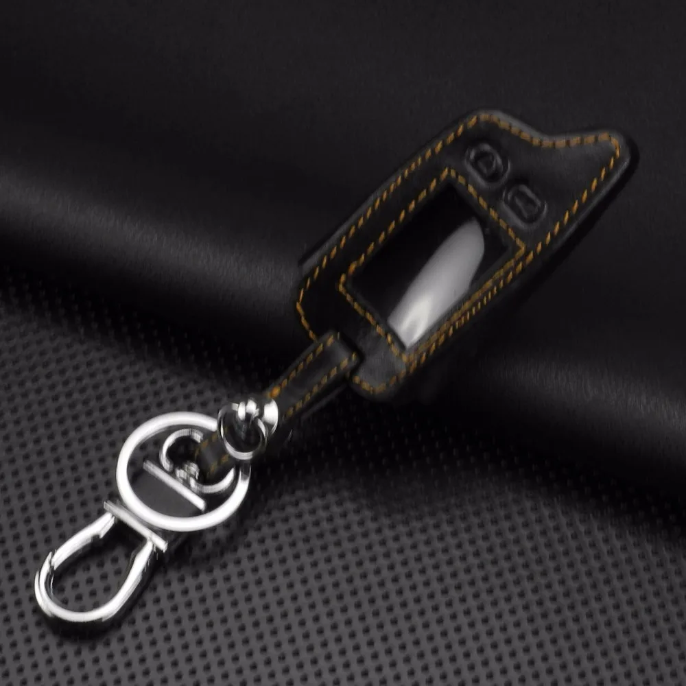 jingyuqin 5 Buttons Remote Leather Key Cover Case For Tomahawk TW9010 TW9030 Two Way Alarm System LCD Controller Keychain