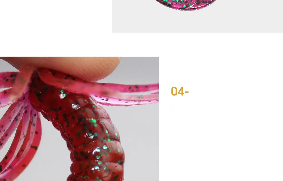 Regenschirmförmiger Weichköder Angelköder 6,5cm/1,8g Grub Doppelschwanz Buzz Jig Kopfhaken Wurm Kunstköder Set 5 Stück – Detail 10