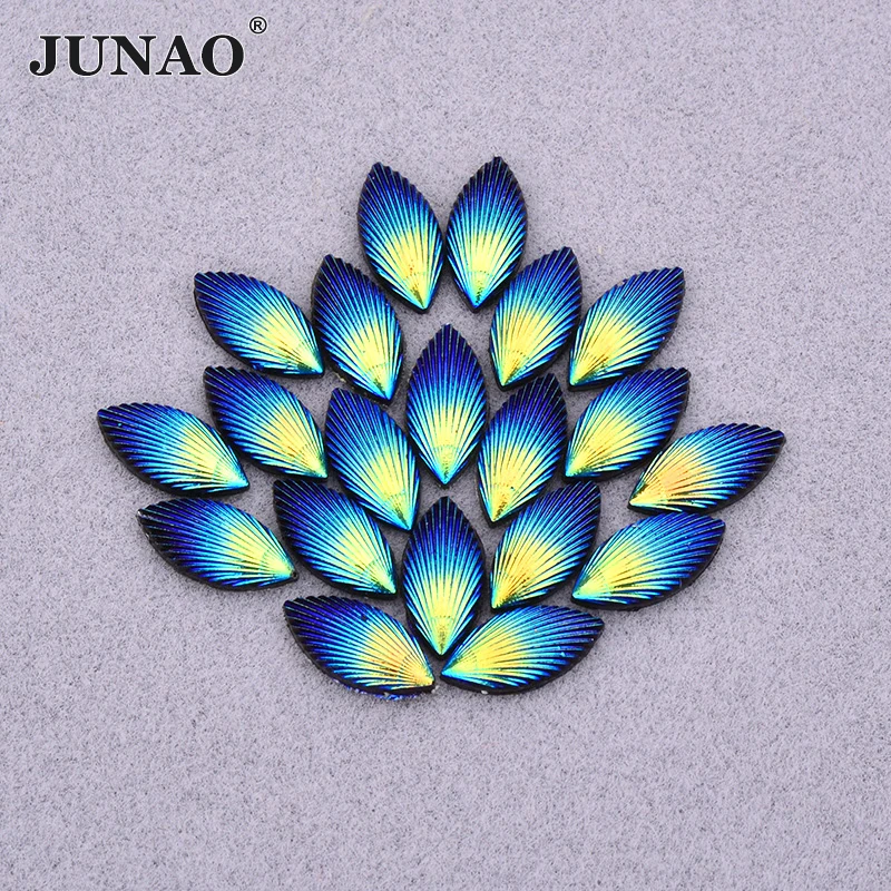 JUNAO 7x15mm Black AB Horse Eye Rhinestones Applique Flatback Crystal Stones Stickers Resin Strass Diamond for DIY Crafts