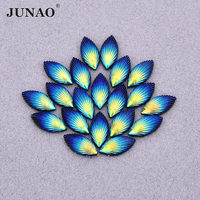 JUNAO 7x15mm Black AB Horse Eye Rhinestones Applique Flatback Crystal Stones Stickers Resin Strass Diamond for DIY Crafts