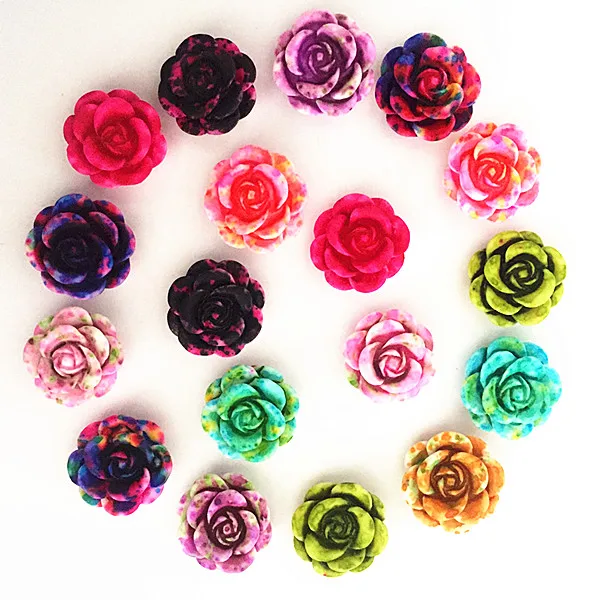 50pcs 14mm Resin Rose Flower flatback Appliques For phone/wedding/crafts WH