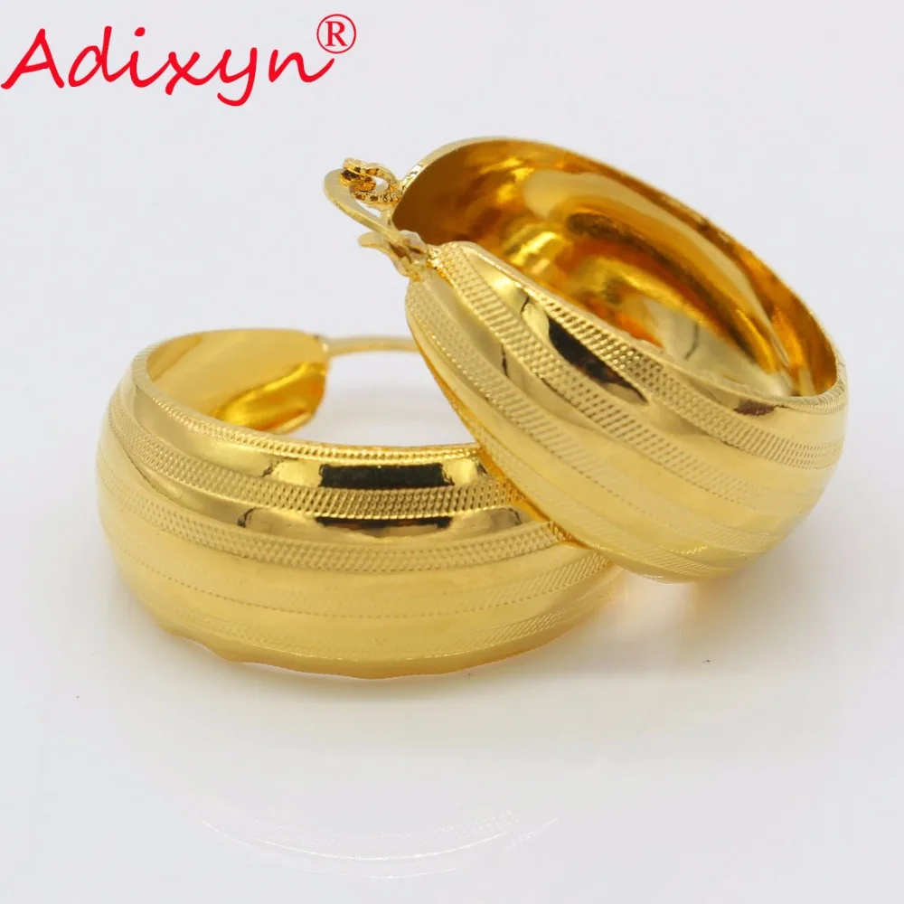 Adixyn Big Circle India Gold Hoop Earrings for Women/Girls Gold Color Party Jewelry Drop Style Earring Gifts N06225