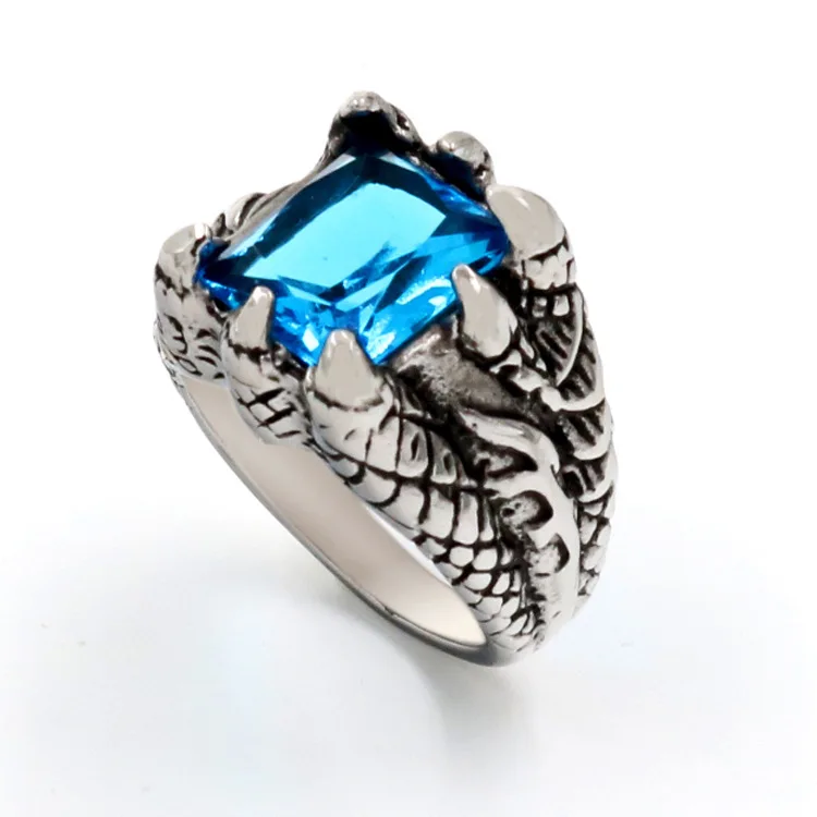 

Domineering Vintage Inlaid e Rings Influx Men's Jewelry Titanium Steel Dragon Claw Ring Free Shipping