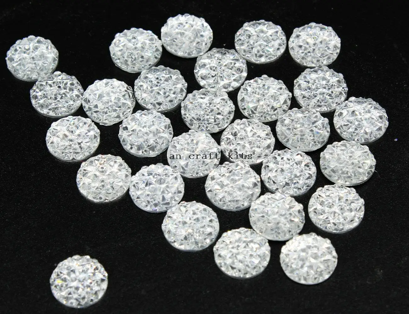 1000pcs 10mm resin drusy cabochons, shiny clear silver iridescent round druzy cabs glitter DIY Decoden Supplies Adornments D25