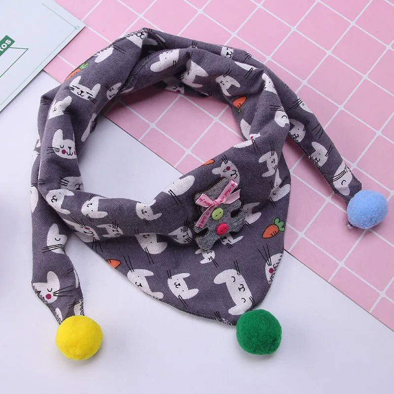 Baby Girls Boys Scarf Cartoon Print Soft Triangle Scarves Cotton Bib Kids Winter Spring Warm Shawl Neckerchief Christmas Gift