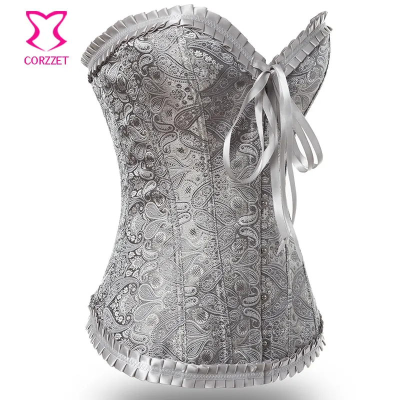 Vintage Paisley Pattern Gothic Corset Top Fashion Women Sexy Corsets Strapless Corselet Overbust Bustier Lingerie Corpete