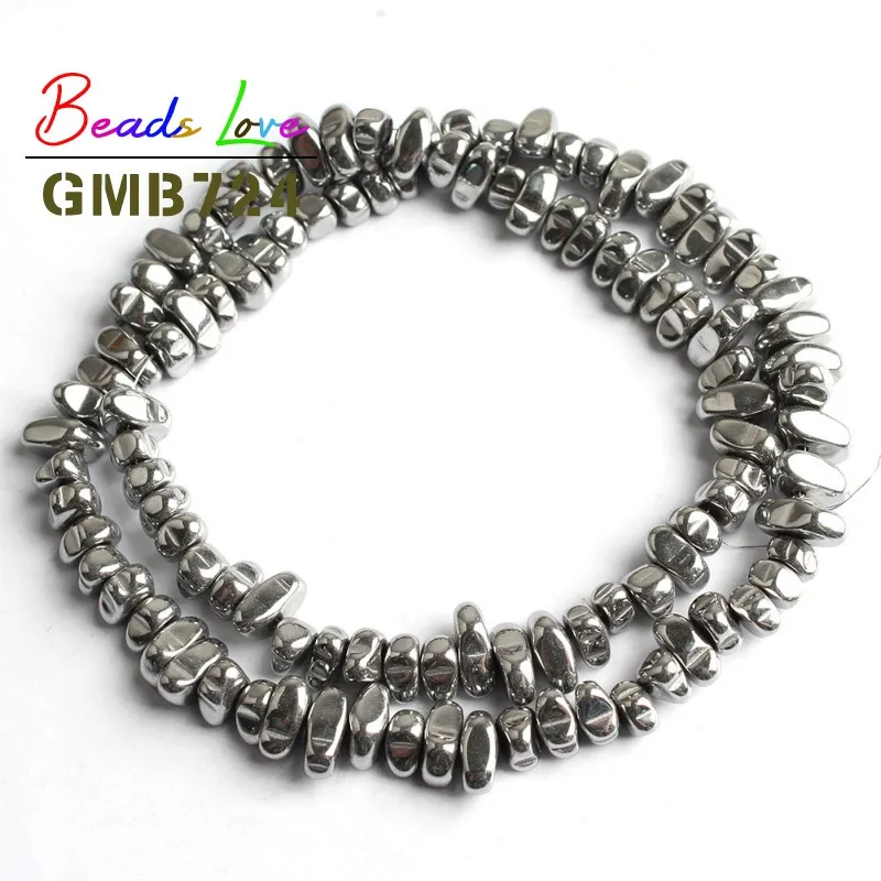 3-10mm Natural Stone Hematite Irregular Gravel Stone Spacer Loose Beads for Jewelry Making Diy Bead Bracelet Necklace 15 Inches