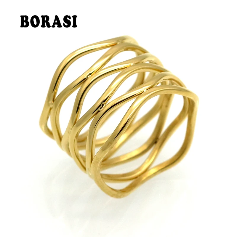 Top Quality New Rings For Women 316L Stainless Steel Jewelry Gold-Color Fashion Ring Wedding Rings Anniversary Gift