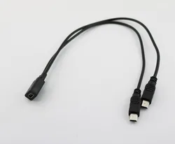 1pc Mini USB 2.0 Female To Dual 2x Male Splitter Y Extension Charger Adapter Cable Cord 30cm