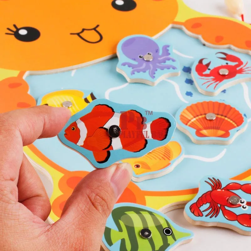 Frog cat fishing QZF01 children fishing toys magnetic puzzle fishing pool rod baby 3 years old parent-child interactive game