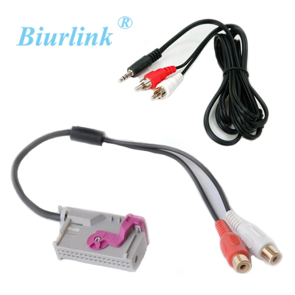 Biurlink Car RNS-E Navigation RCA Input Cable 32Pin Connector for Audi A3 A4 A6 A8 R8 TT