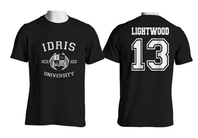 Idris University Shadowhunters t shirt men Lightwood 13 Herondale 91 Lightwood 89 printing short tee US plus size