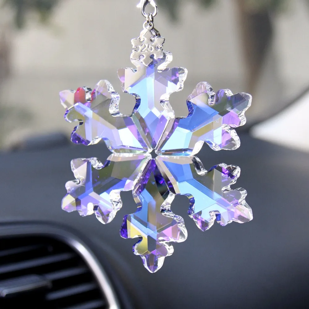 1set AB 89mm Crystal AB Snowflake Pendent High Quality for Car Accessory or Friends Gift