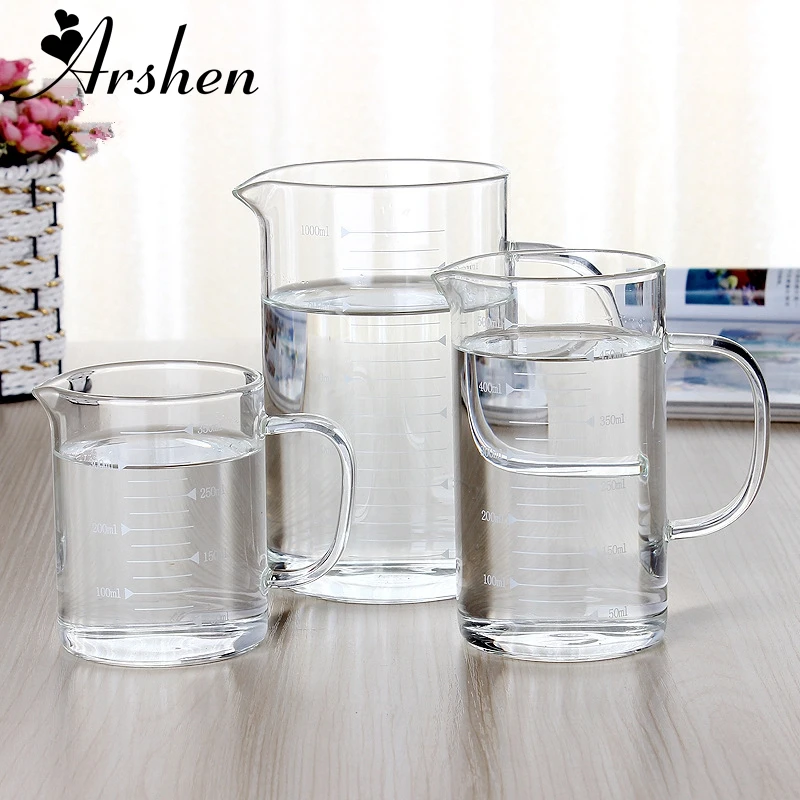 Arshen 250/350/500ML Heat Resistant Measuring Glass Calibration Cups Baking Milk Seasoning Cup Calibration Heated Microwave Oven