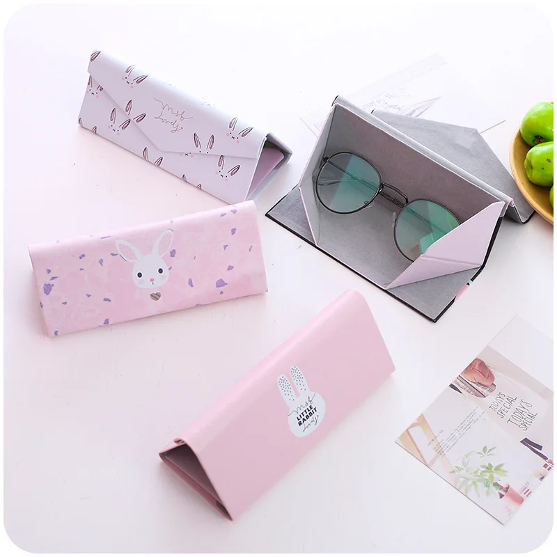 Mimiyou High-quality PU Spectacle Sunglasses Cases Fashion VariousFolding Eyeglasses Box Bag Portable Triangle Eyewear Protector