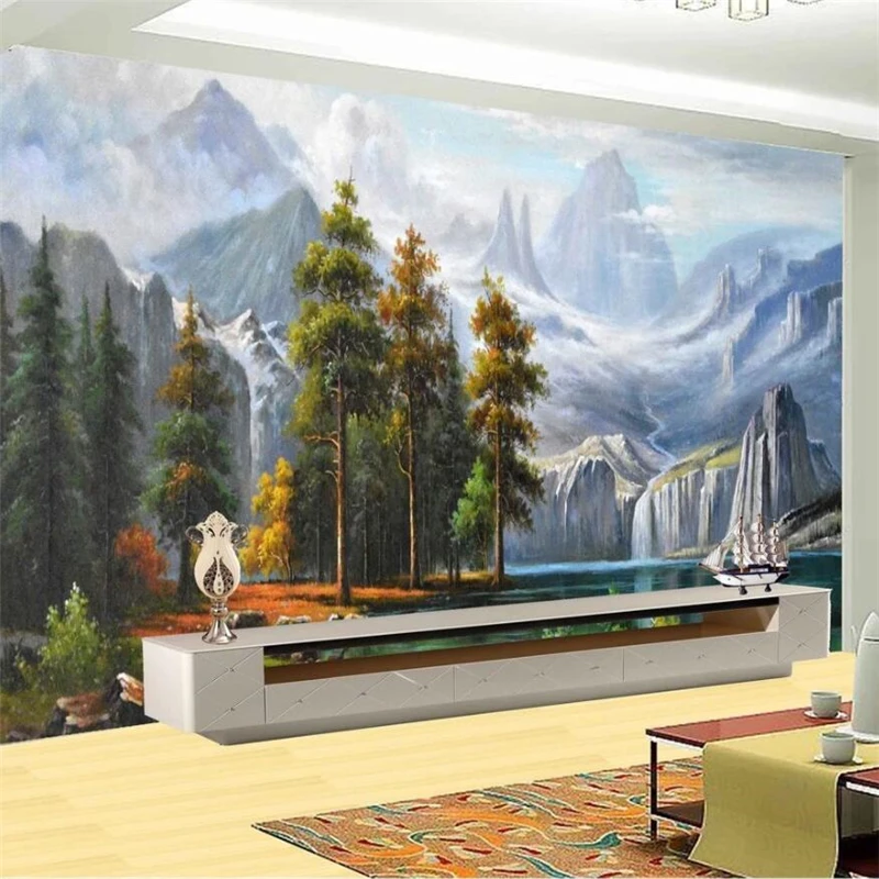 papel de parede Custom wallpaper 3d photo murals hand-painted snow mountain water painting wall living room bedroom 3d wallpaper