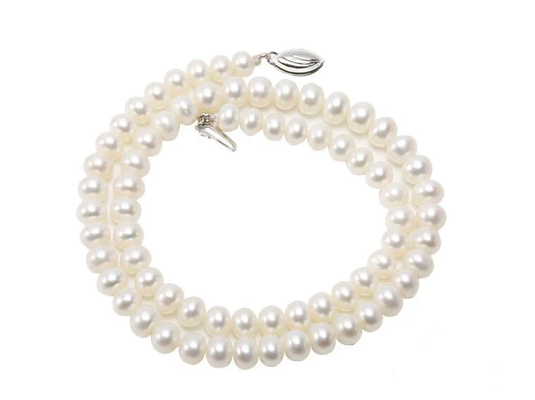 

Natural pearl 6x7mm bright white freshwater pearl necklace fashion gift